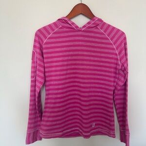 FootJoy Pink and Light Pink Striped Hooded Pullover